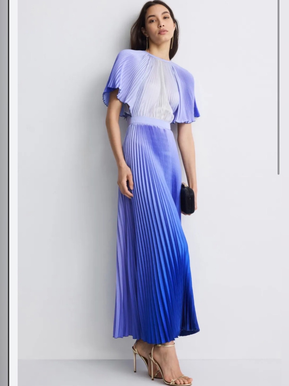 Lidee Orchestra Gown Ombre Pleated Maxi Dress in Lavender to Royal Blue